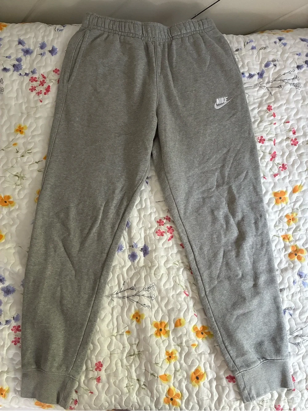 Nike Grey Fleece Joggers with White Logo